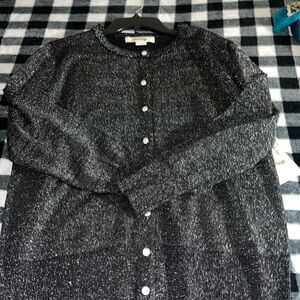 Super festive black and silver size, large cardigan sweater